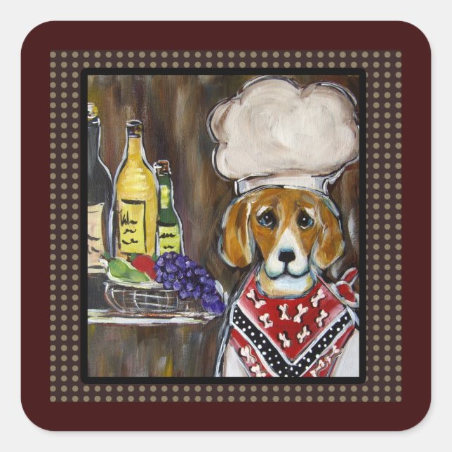 BEAGLE CHEF SQUARE STICKER (Front)