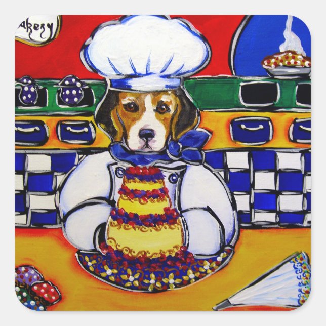 Beagle Chef Square Sticker (Front)