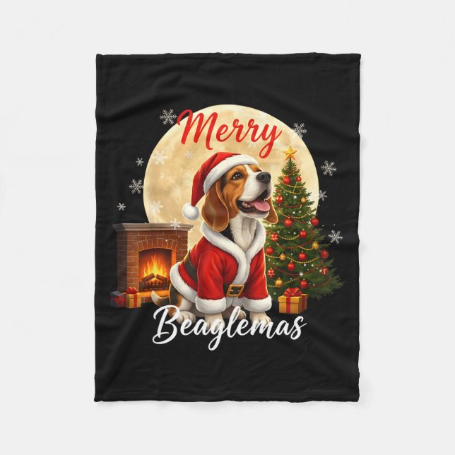 Beagle Christmas Beagle Costume Beagle Xmas Merry  Fleece Blanket (Front)