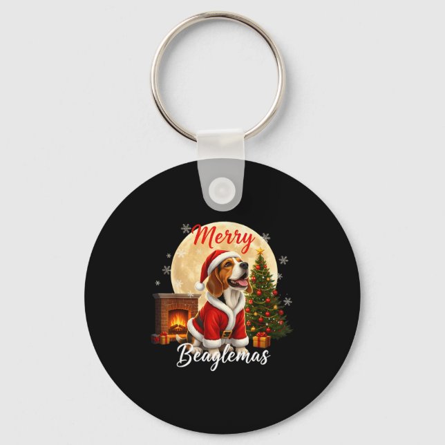 Beagle Christmas Beagle Costume Beagle Xmas Merry  Keychain (Front)
