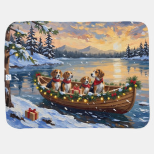 Beagle Christmas Boat Holiday Baby Blanket