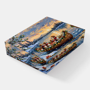 Beagle Christmas Boat Holiday Paperweight