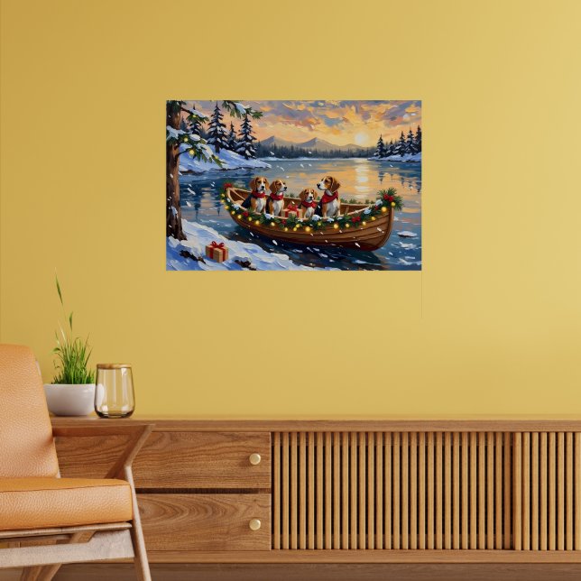 Beagle Christmas Boat Holiday Poster (Living Room 2)