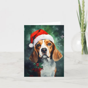 Beagle Christmas brush painting artwork Card