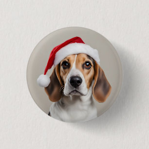 Beagle Christmas Button