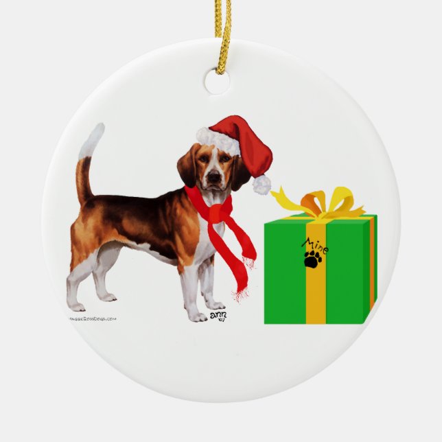 Beagle Christmas Ceramic Ornament (Front)