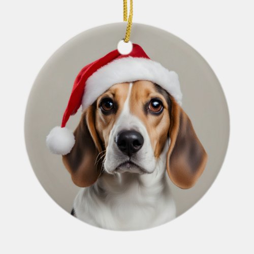 Beagle Christmas Ceramic Ornament