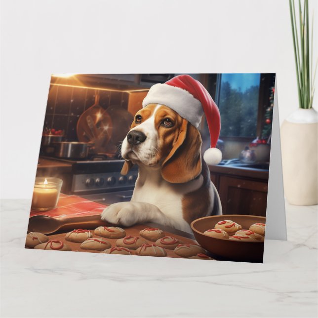 Beagle Christmas Cookies Festive Holiday Card (Front)