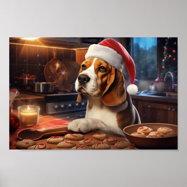 Beagle Christmas Cookies Festive Holiday Poster (Front)