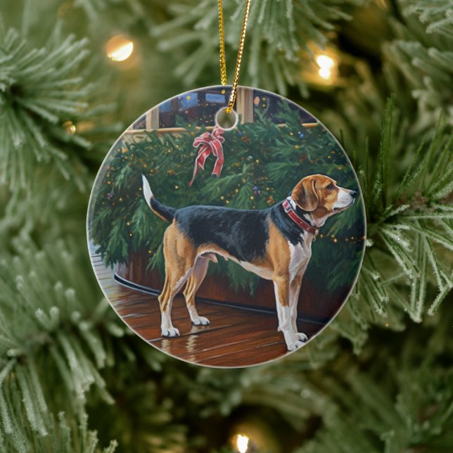 Beagle Christmas Cruise: Pawsome Holiday Delight Ceramic Ornament (Tree)