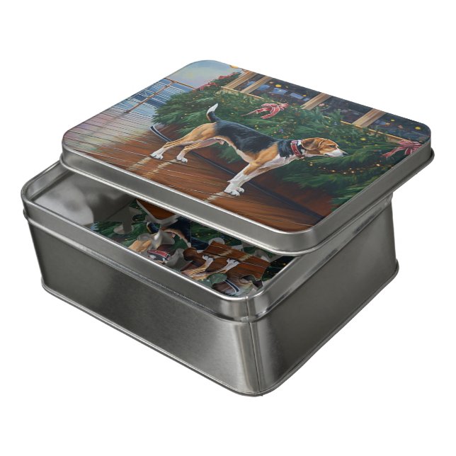 Beagle Christmas Cruise: Pawsome Holiday Delight Jigsaw Puzzle (Lid Open)