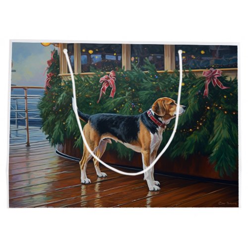 Beagle Christmas Cruise Pawsome Holiday Delight Large Gift Bag