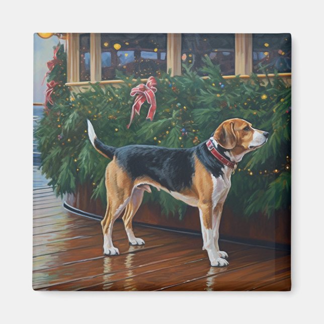 Beagle Christmas Cruise: Pawsome Holiday Delight Magnet (Front)