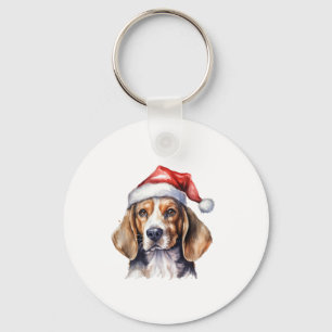 Beagle Christmas Dog  Keychain