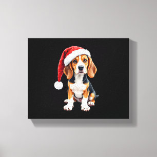 Beagle Christmas Dog Long Sleeve T-Shirt Canvas Print