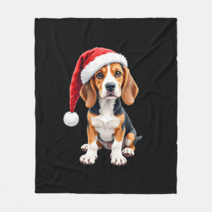 Beagle Christmas Dog Long Sleeve T-Shirt Fleece Blanket