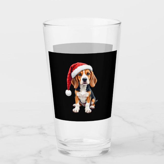 Beagle Christmas Dog Long Sleeve T-Shirt Glass (Front)