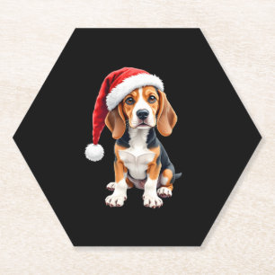 Beagle Christmas Dog Long Sleeve T-Shirt Paper Coaster