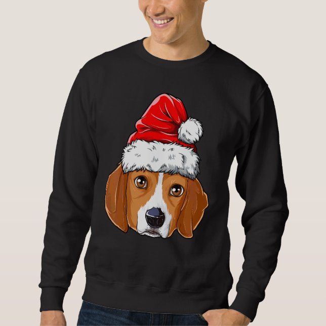Beagle Christmas Dog Santa Hat Xmas Boys Kids Girl Sweatshirt (Front)