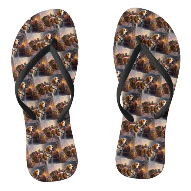 Beagle Christmas Festive Season  Flip Flops (Footbed)