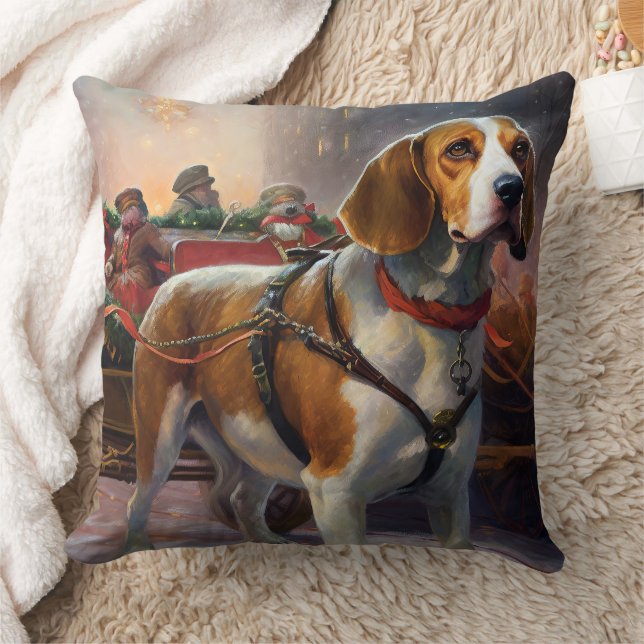 Beagle Christmas Festive Season  Throw Pillow (Blanket)