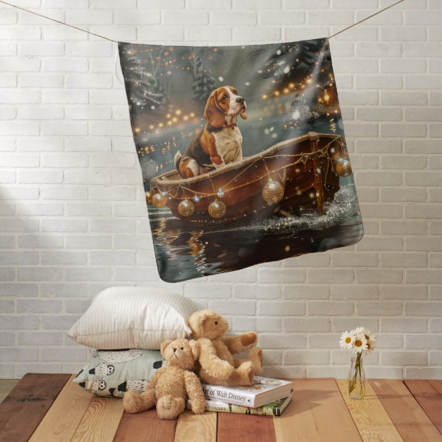 Beagle Christmas Festive Voyage Baby Blanket (In Situ)
