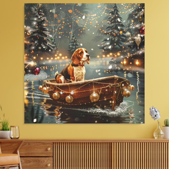Beagle Christmas Festive Voyage Canvas Print (Insitu(LivingRoom))