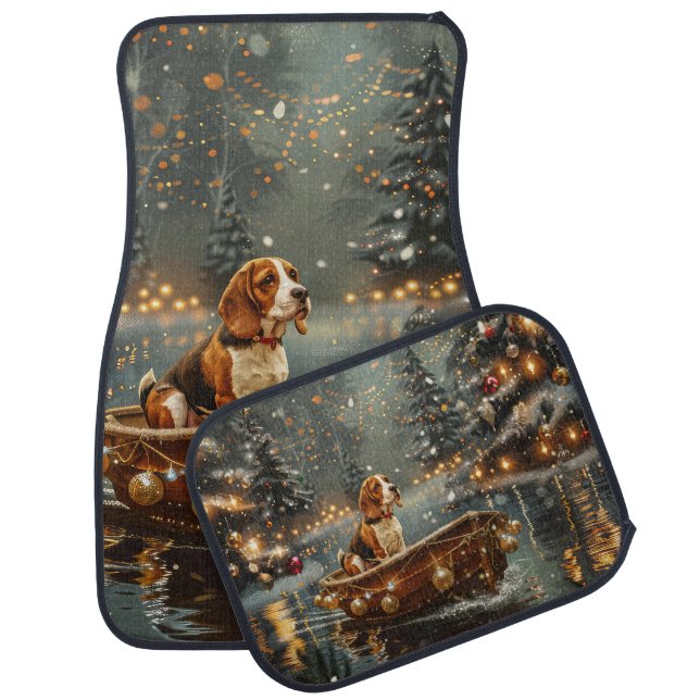 Beagle Christmas Festive Voyage Car Floor Mat (Set)