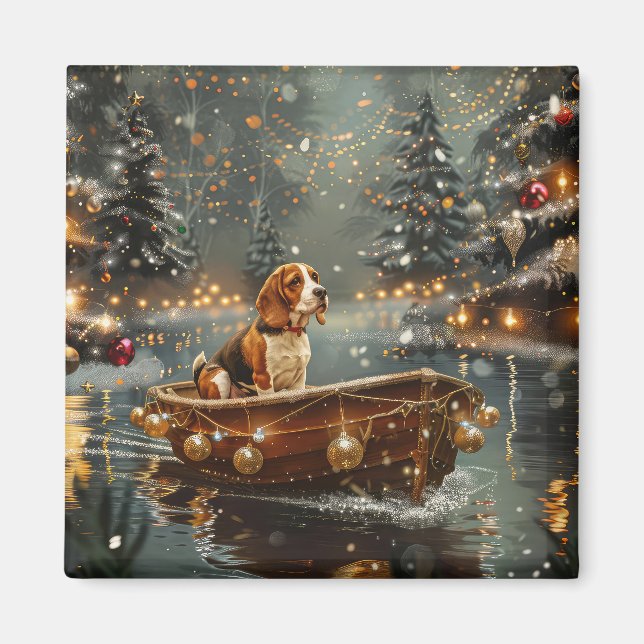 Beagle Christmas Festive Voyage Magnet (Front)