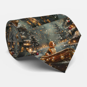Beagle Christmas Festive Voyage Neck Tie