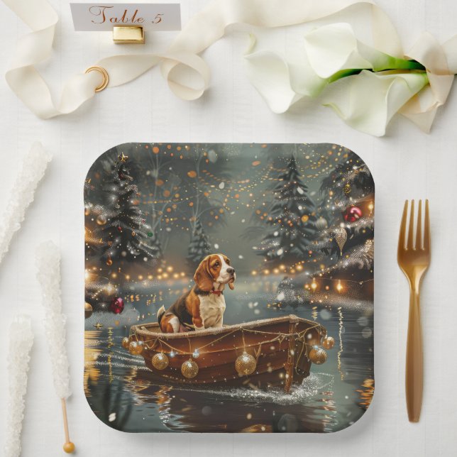 Beagle Christmas Festive Voyage Paper Plates (Wedding)