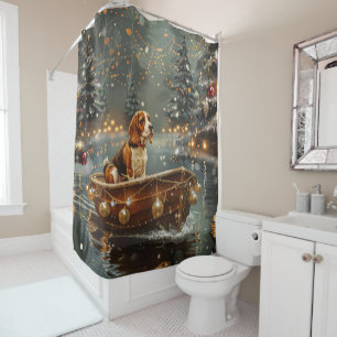 Beagle Christmas Festive Voyage Shower Curtain