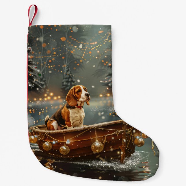 Beagle Christmas Festive Voyage Small Christmas Stocking (Front)