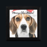 Beagle Christmas Gift Box<br><div class="desc">Cute Beagle wearing a Santa hat.</div>