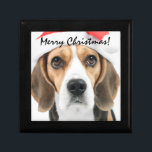 Beagle Christmas Gift Box<br><div class="desc">Cute Beagle wearing a Santa hat.</div>