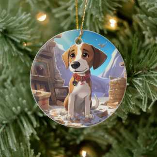 Beagle Christmas, Gift for Beagle Dog Lover Ceramic Ornament