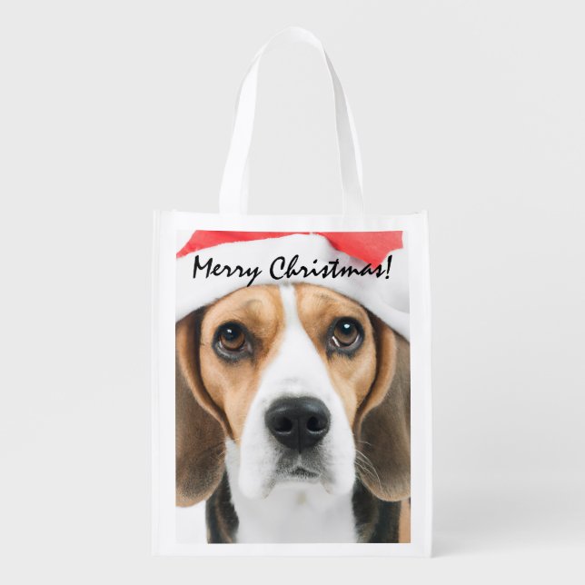 Beagle Christmas Grocery Bag (Front)