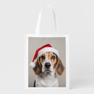 Beagle Christmas Grocery Bag