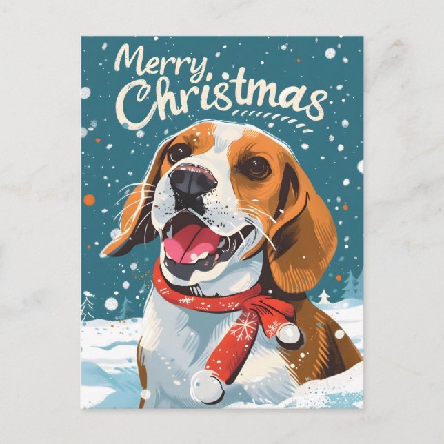 Beagle Christmas  Holiday Postcard (Front)