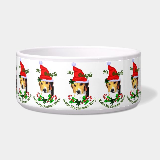 Beagle Christmas Merry   Bowl (Front)