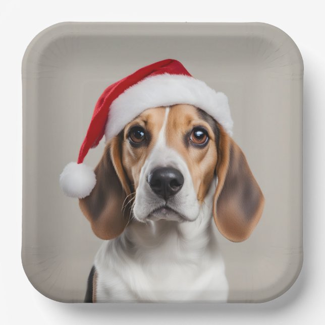 Beagle Christmas Paper Plates (Front)