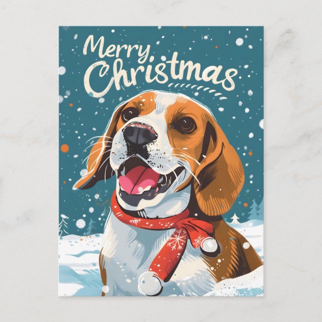 Beagle Christmas  Postcard (Front)