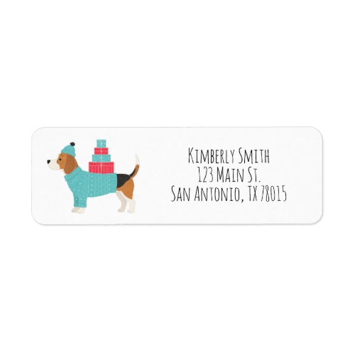 Beagle Christmas Return Address  Label