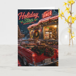 Beagle Christmas Road Trip Holiday Stop Retro Card