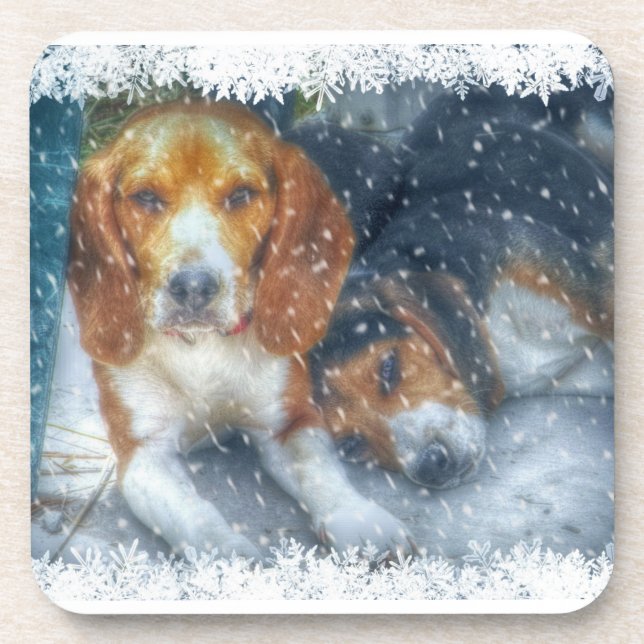 Beagle Christmas Sandstone Coaster (Front)