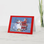 Beagle Christmas Santa and Snowman Greeting Card<br><div class="desc">Remembering family and friends during the holiday season is a wonderful way to keep in touch with the people you love and care about. I created these dog holiday cards with love and care and I am sure anyone who loves dogs will be delighted to receive them. You do have...</div>