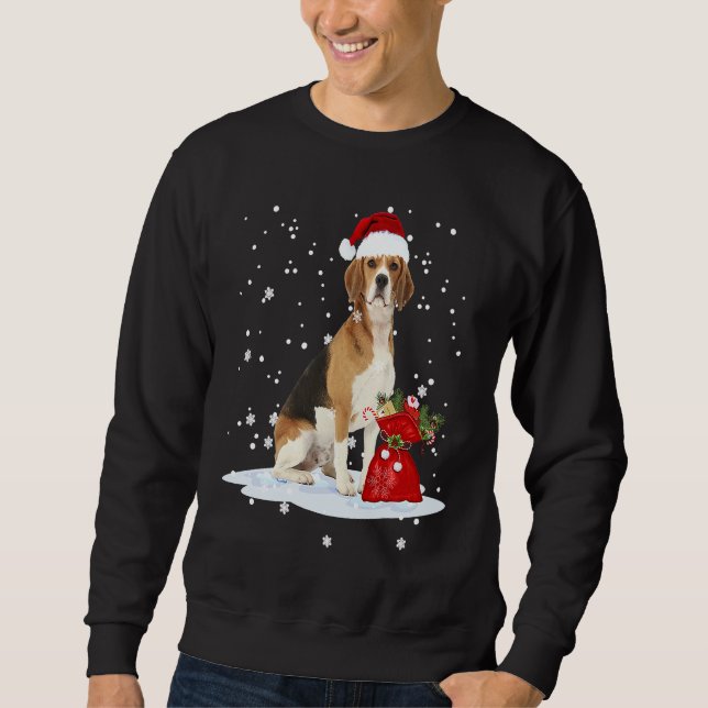 Beagle Christmas  Santa Hat Animal  Kids Sweatshirt (Front)