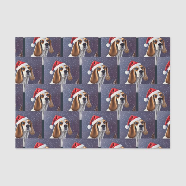 Beagle Christmas Santa  Tissue Paper (Front)
