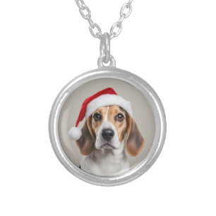 Beagle Christmas Silver Plated Necklace