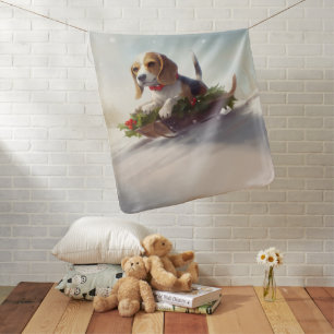 Beagle Christmas snow winter  Baby Blanket